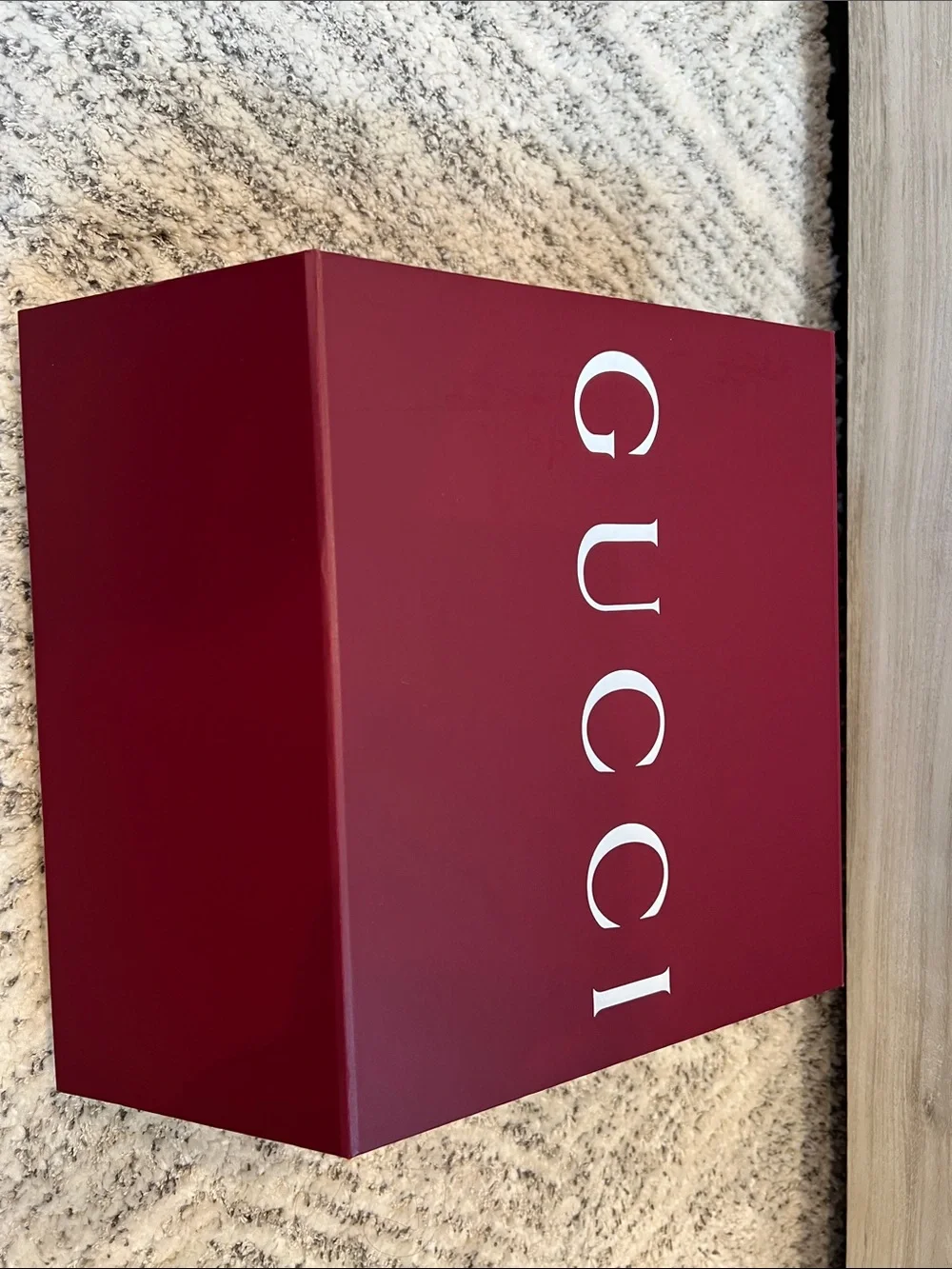 New Gucci Beautiful Burgundy Box with Silver Branded Tissue Sheet